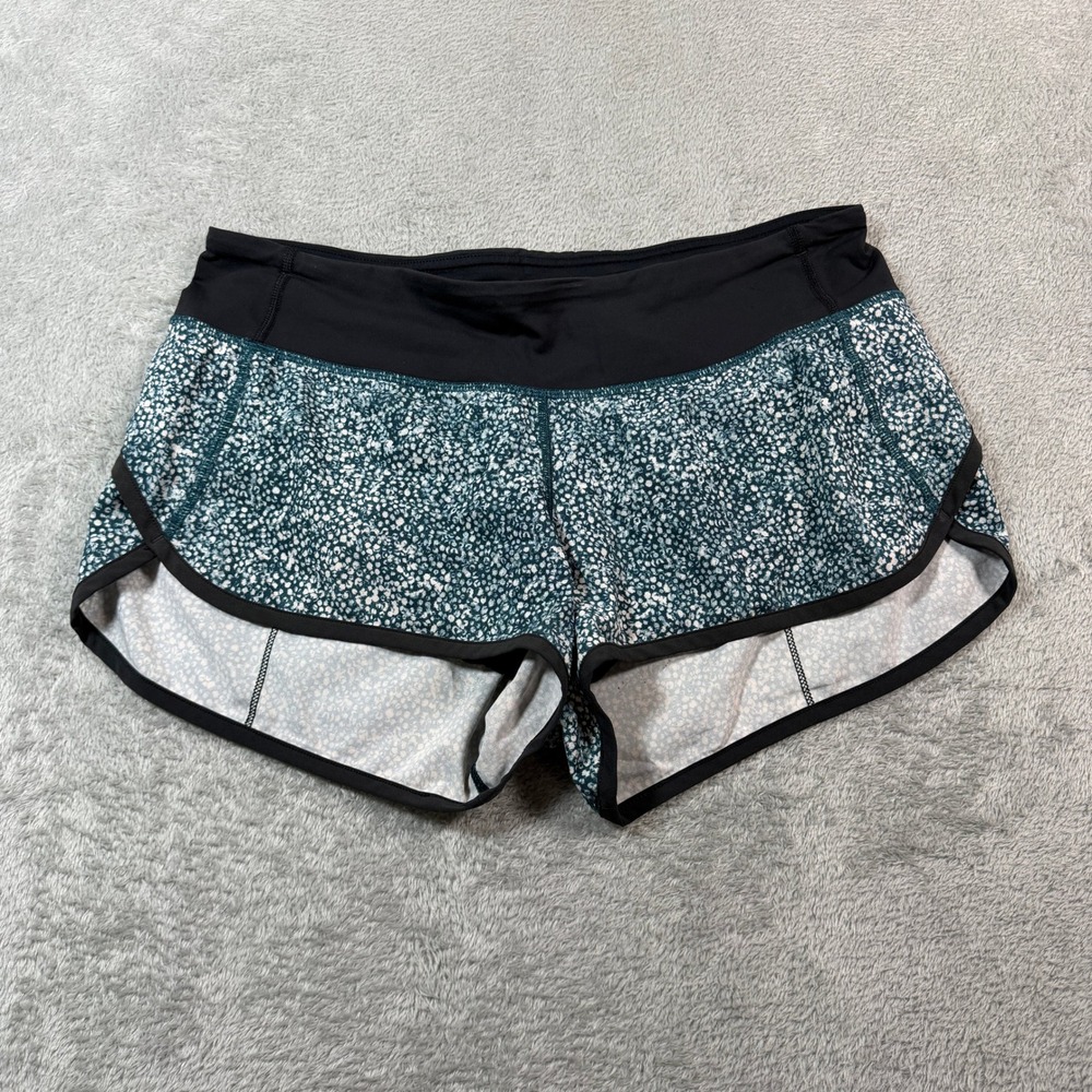 Lululemon Speed Up Shorts Women 6 Teal White Speckled Linerless Running